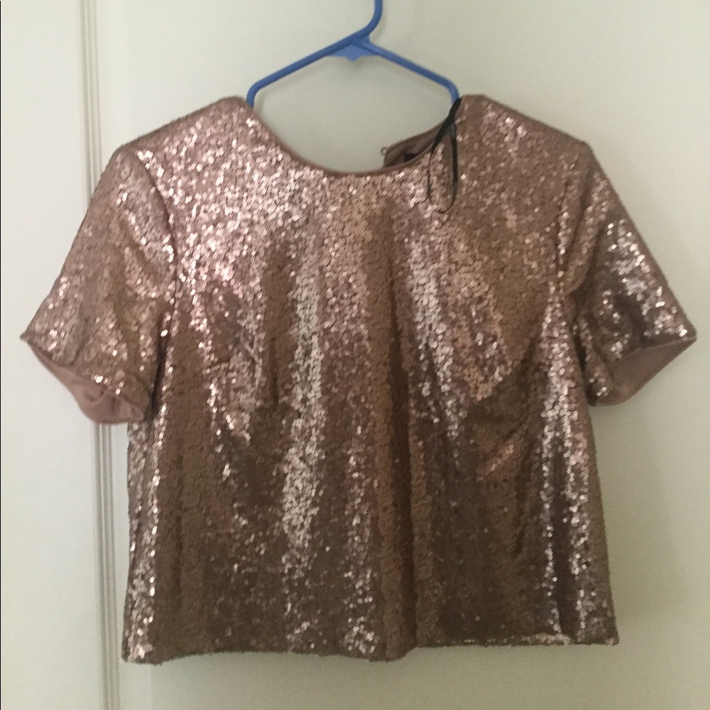 Gold Sequin Crop Top